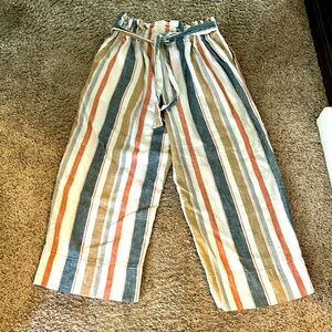 MADEWELL WIDE LEG COTTON LINEN BLEND PANTS